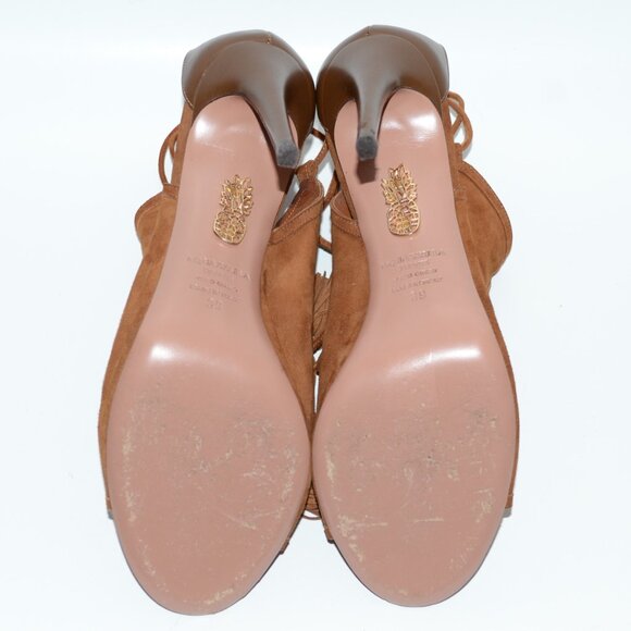 Aquazzura Brown Suede Cutout Get Me Everywhere 105 Heels SIZE 9 EU 39 - Picture 11 of 14